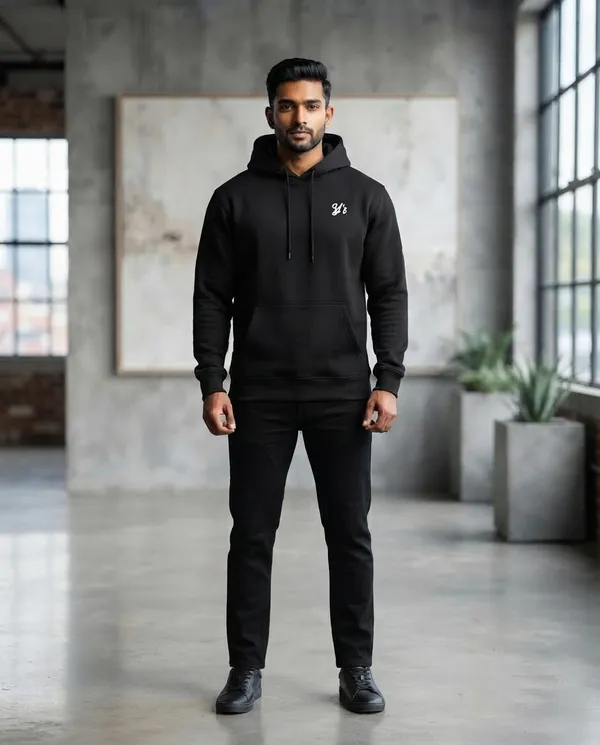 Black_Casual_Pullover_Hoodie_For_Men