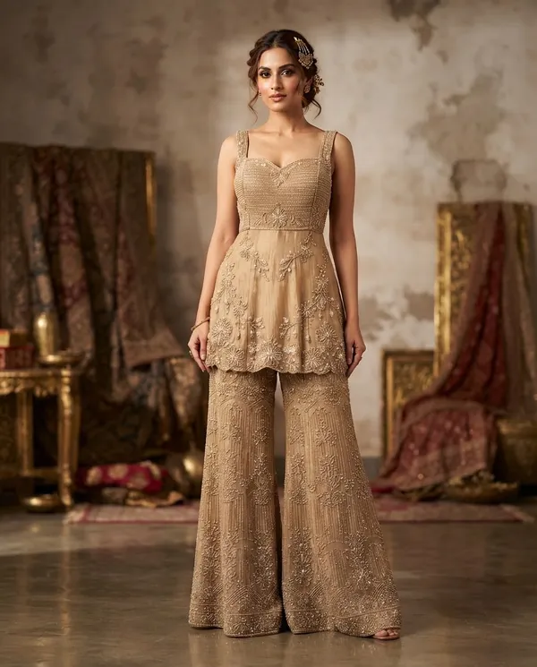 Beige_Embellished_Peplum_Palazzo_Suit_for_Women