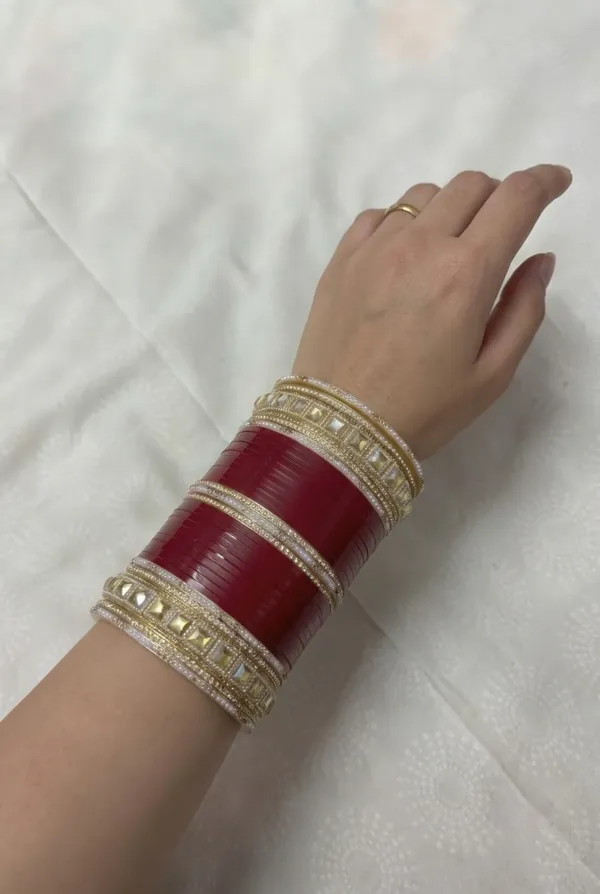 Maroon_Plastic_Gold-Tone_Embellished_Chura_Set_For_Women