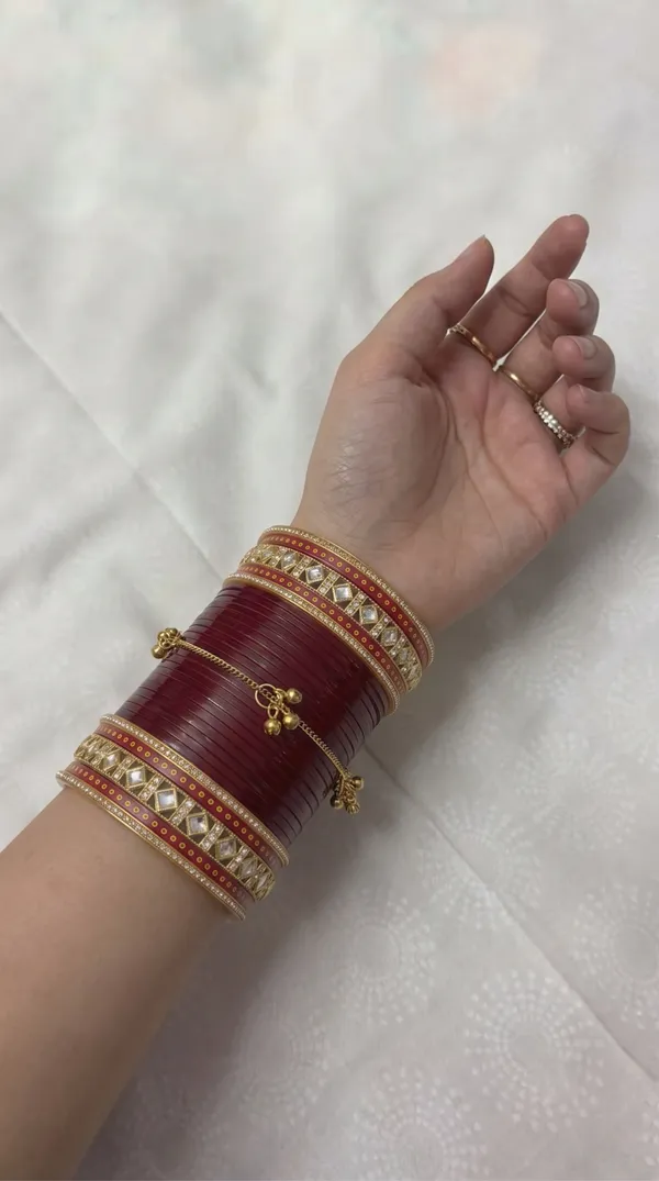 Maroon_Plastic_Gold-Tone_Embellished_Layered_Chura_Set_For_Women