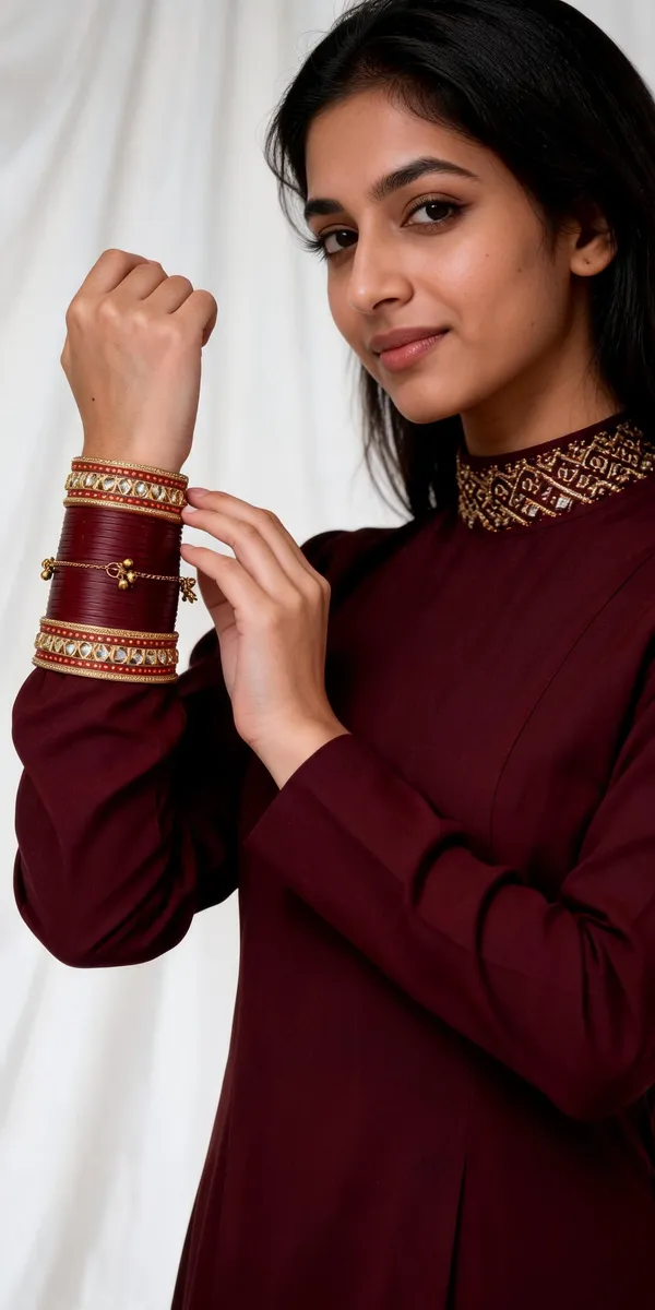 Maroon_Plastic_Gold-Tone_Embellished_Layered_Chura_Set_For_Women