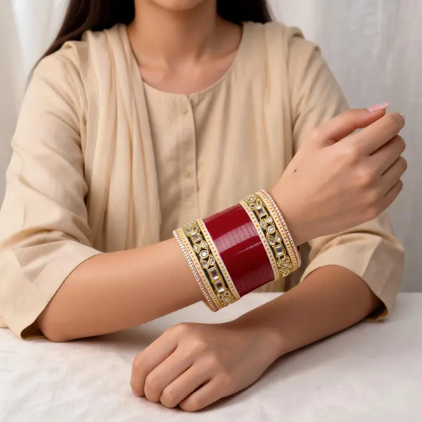 Maroon_Plastic_Stone_Embellished_Traditional_Chura_Set_For_Women