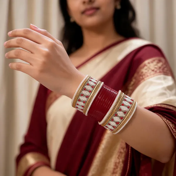 Maroon_Plastic_Gold-Tone_Traditional_Chura_Set_For_Women