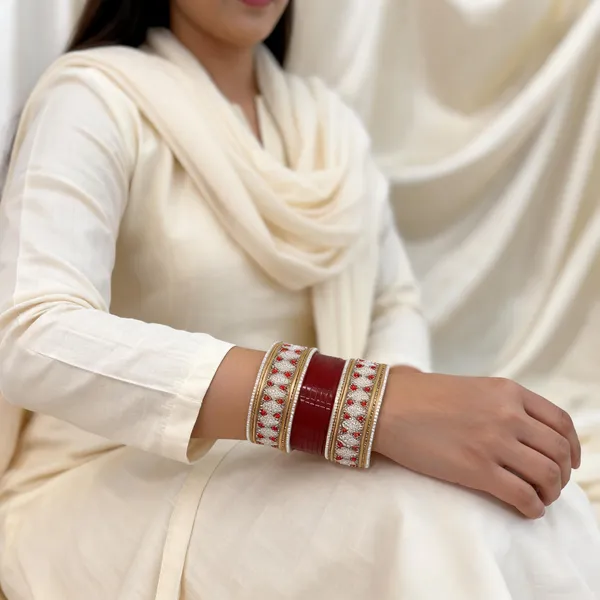 Maroon_Plastic_Gold-Tone_Traditional_Chura_Set_For_Women