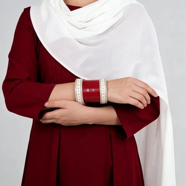 Maroon_Plastic_Red_White_Embellished_Chura_Set_For_Women