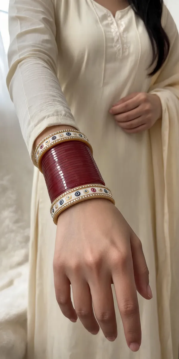 Maroon_Plastic_Red_Enamel_Embellished_Chura_Set_For_Women