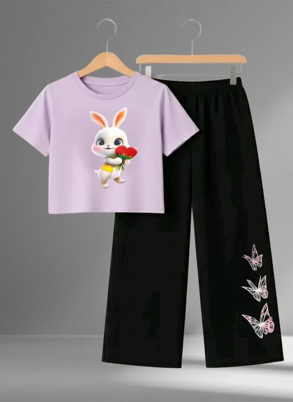 Pink_Printed_T-Shirt_And_Black_Pants_Set_For_Girls