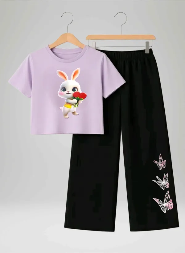 Pink_Printed_T-Shirt_And_Black_Pants_Set_For_Girls