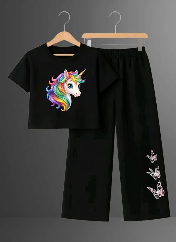 Pink_Printed_T-Shirt_And_Black_Pants_Set_For_Girls