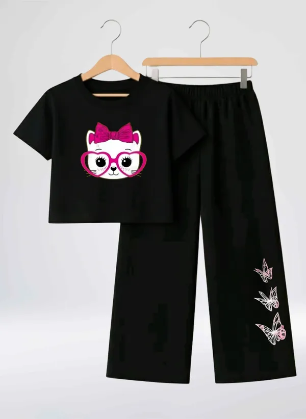 Pink_Printed_T-Shirt_And_Black_Pants_Set_For_Girls