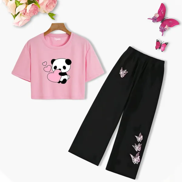 Red_Cotton_Relaxed_Fit_Graphic_Crop_Top_And_Black_Wide_Leg_Pants_Set_For_Girls