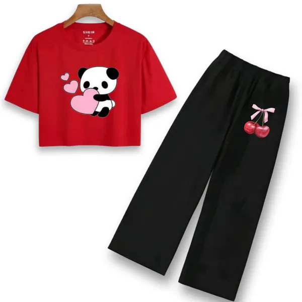 Orange_Printed_T-Shirt_And_Black_Flared_Pants_Set_for_Girls