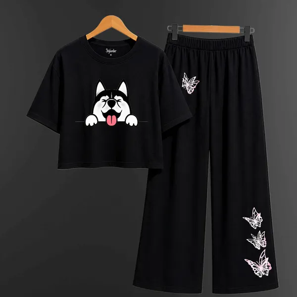 Black_Cotton_Relaxed_Dog_Print_Crop_Top_And_Wide-Leg_Pants_Co-Ord_Set_For_Girls
