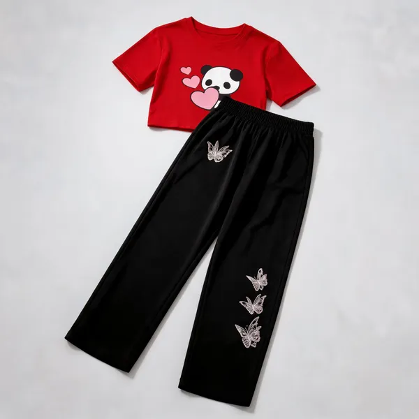 Red_Cotton_Relaxed_Printed_Crop_Top_And_Wide_Leg_Co_Ord_Set_For_Girls