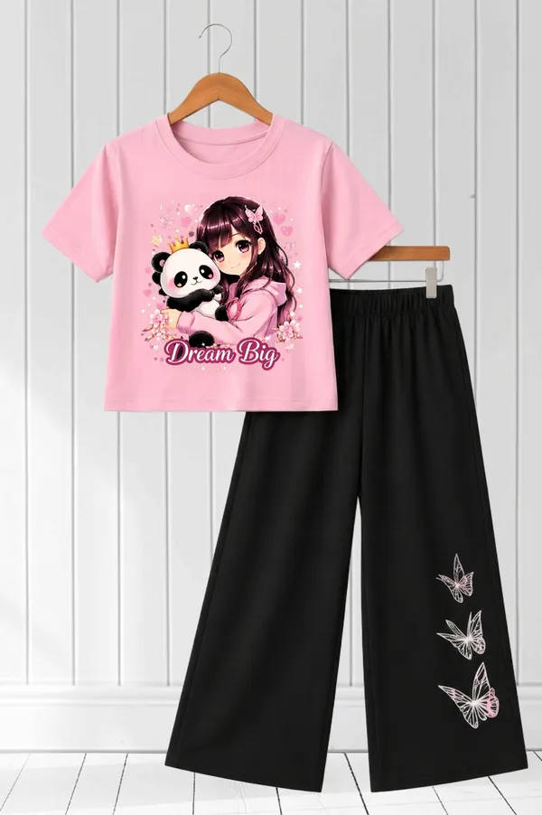 Pink_Graphic_T-Shirt_And_Black_Wide-Leg_Pants_Set_for_Girls