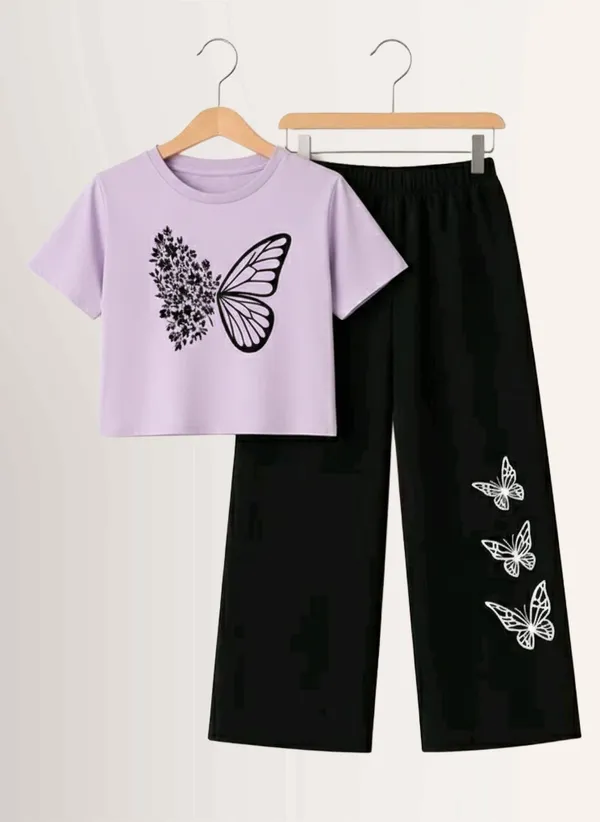 Pink_Short_Sleeve_Butterfly_Print_Set_for_Girls