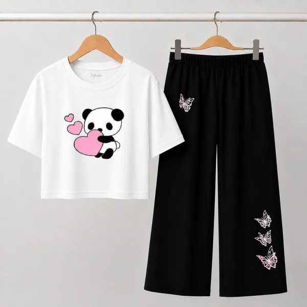 White_And_Black_Panda_Print_Co-Ord_Set_for_Girls