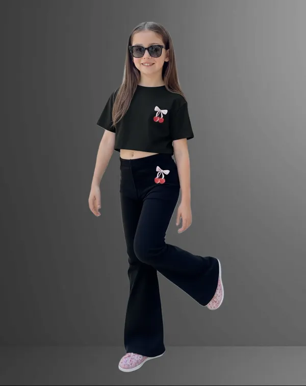Black_Crop_Top_And_Flared_Pants_Set_For_Girls