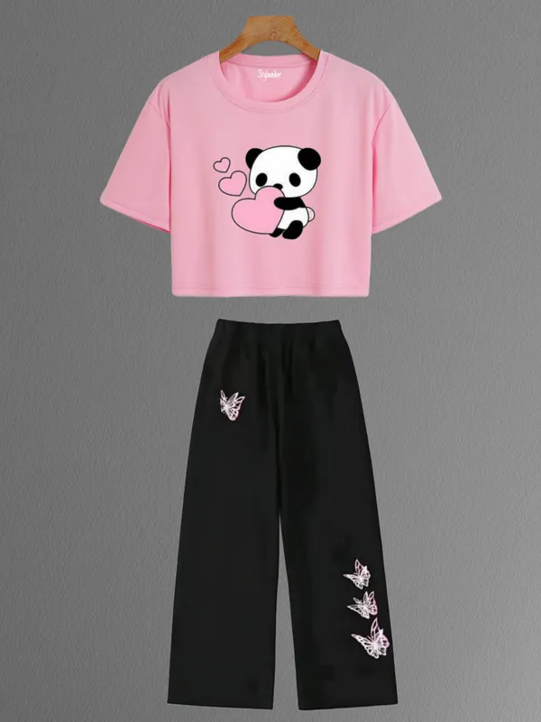 Black_Cotton_Relaxed_Fit_Panda_Print_Crop_Top_Wide_Leg_Pants_Set_For_Girls