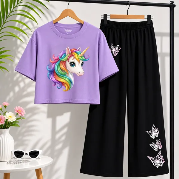 Black_Printed_Crop_Top_And_Wide_Leg_Pants_Set_for_girl
