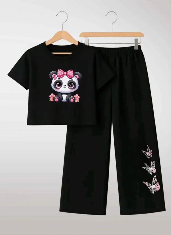 Pink_Printed_T-Shirt_And_Black_Pants_Set_For_Girls