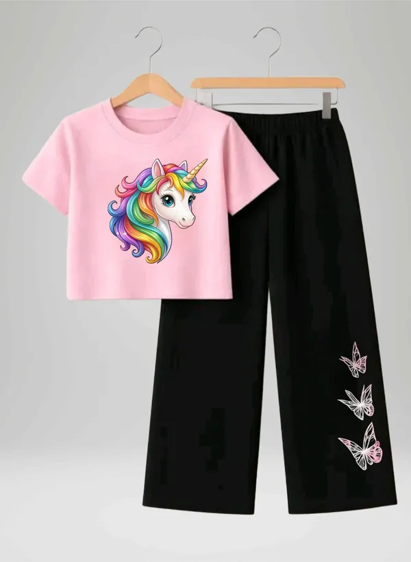 Pink_Printed_T-Shirt_And_Black_Pants_Set_For_Girls