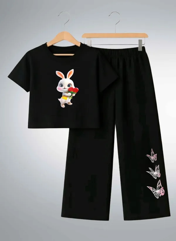 Pink_Printed_T-Shirt_And_Black_Pants_Set_For_Girls