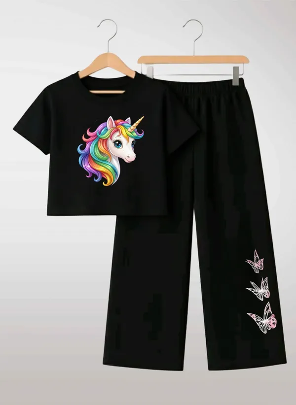 Pink_Printed_T-Shirt_And_Black_Pants_Set_For_Girls