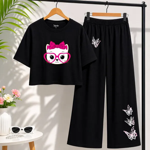 Black_Printed_Crop_Top_And_Wide_Leg_Pants_Set_for_girl