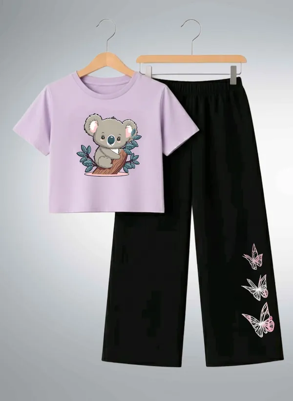 Pink_Printed_T-Shirt_And_Black_Pants_Set_For_Girls