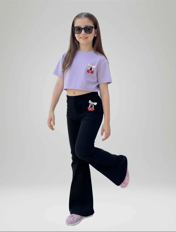 Lavender_And_Black_Cherry_Print_Co-Ord_Set_for_Girls