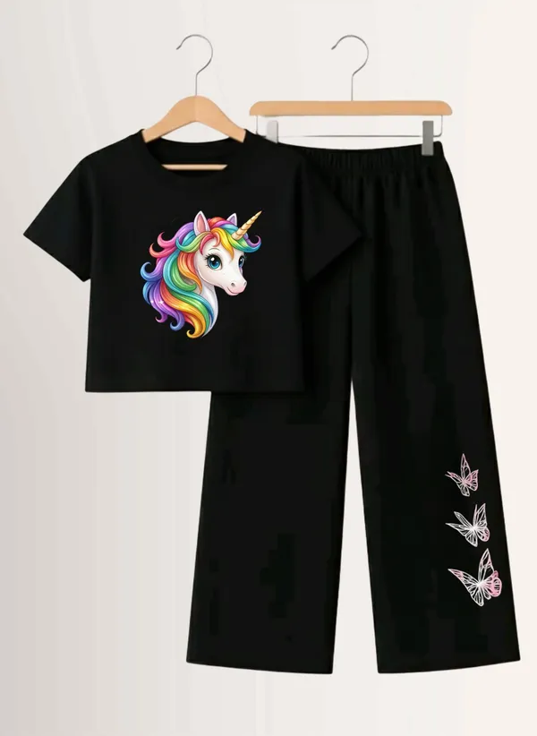 Pink_Printed_T-Shirt_And_Black_Pants_Set_For_Girls