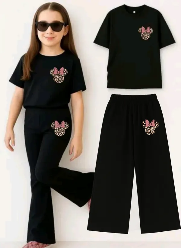 Black_Casual_T-Shirt_And_Wide_Leg_Pants_Set_For_Girls
