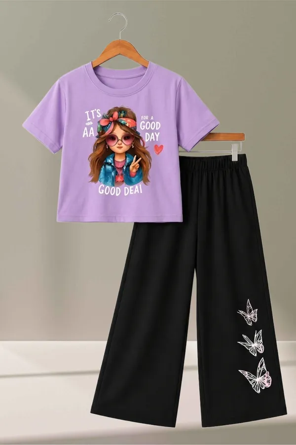 Purple_Graphic_T-Shirt_And_Black_Wide-Leg_Pants_Set_for_Girls