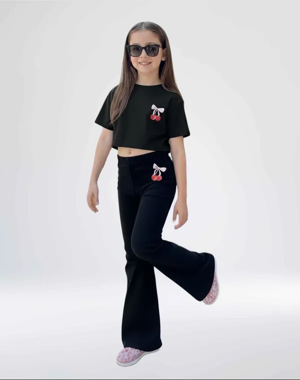 Black_Crop_Top_And_Flared_Pants_Set_For_Girls
