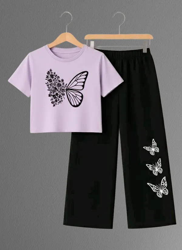 Pink_Short_Sleeve_Butterfly_Print_Set_for_Girls