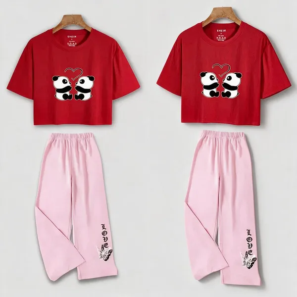 Red_Cotton_Relaxed_Fit_Graphic_Crop_Top_And_Pink_Wide_Leg_Pants_Set_For_Girls