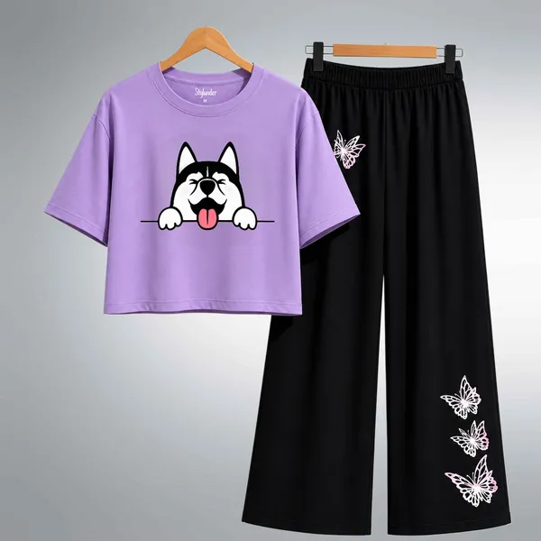 Black_Cotton_Relaxed_Dog_Print_Crop_Top_And_Wide-Leg_Pants_Co-Ord_Set_For_Girls