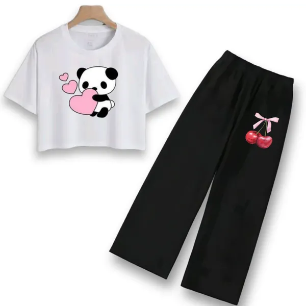 White_And_Black_Graphic_Top_And_Pants_Set_For_Girls