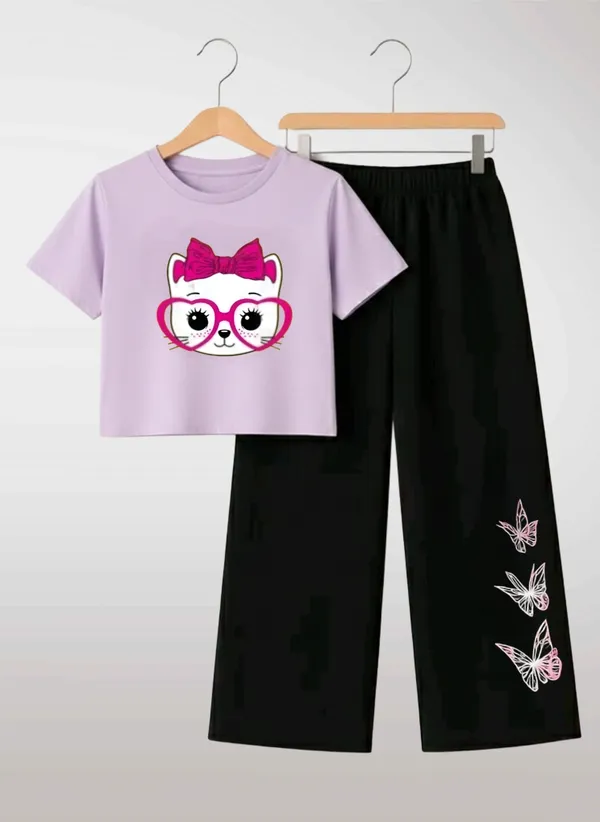 Pink_Printed_T-Shirt_And_Black_Pants_Set_For_Girls