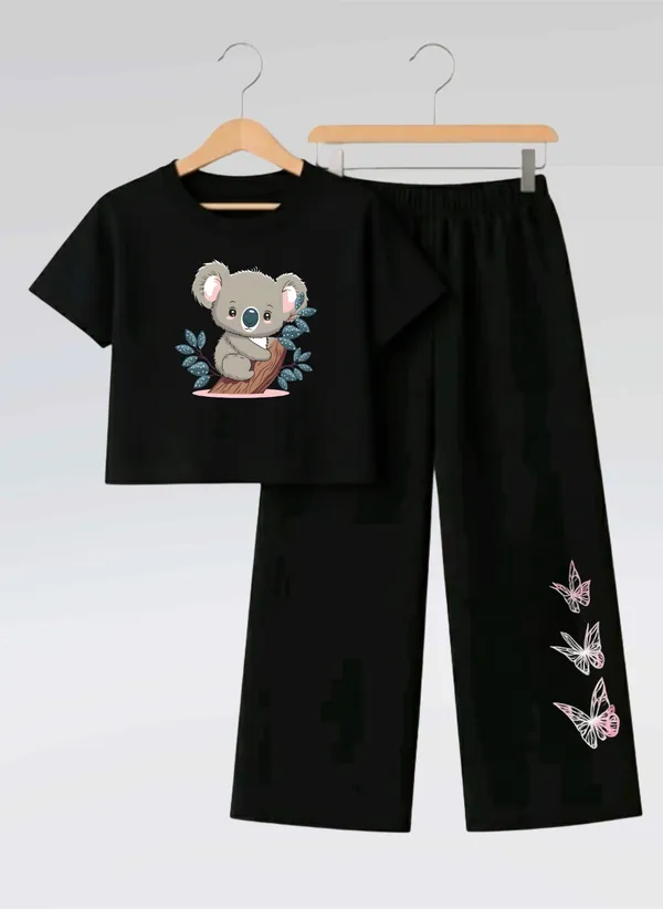 Pink_Printed_T-Shirt_And_Black_Pants_Set_For_Girls