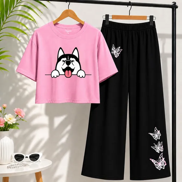 Black_Printed_Crop_Top_And_Wide_Leg_Pants_Set_for_girl