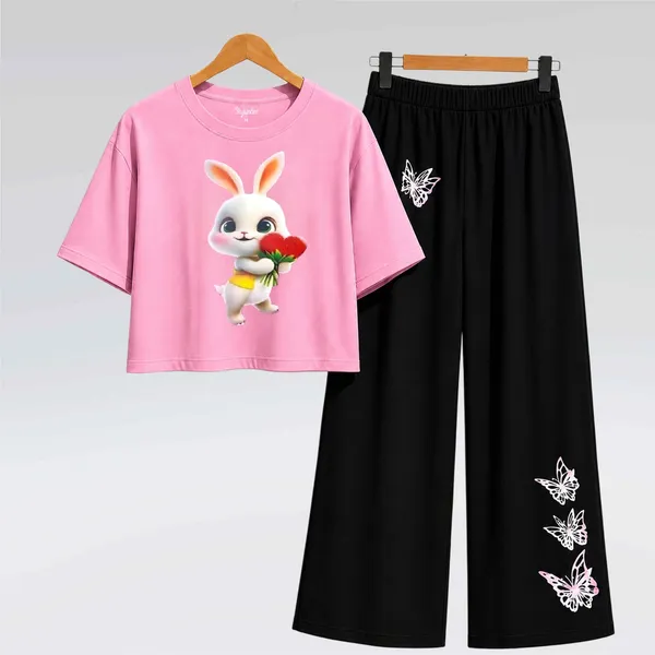Purple_Printed_Crop_Top_And_Black_Wide_Leg_Pants_Set_For_Girls