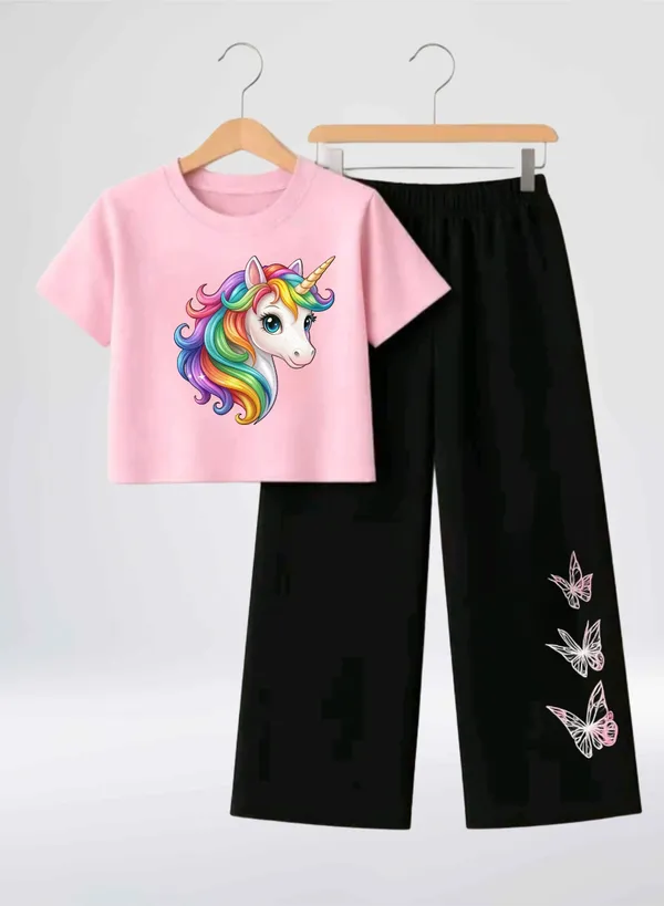 Pink_Printed_T-Shirt_And_Black_Pants_Set_For_Girls