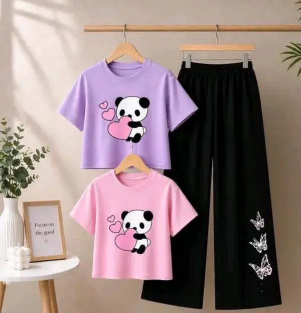 Pink_And_Purple_Printed_T-Shirt_With_Black_Pants_Set_for_Girls