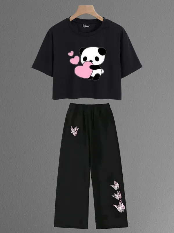 Black_Cotton_Relaxed_Fit_Panda_Print_Crop_Top_Wide_Leg_Pants_Set_For_Girls