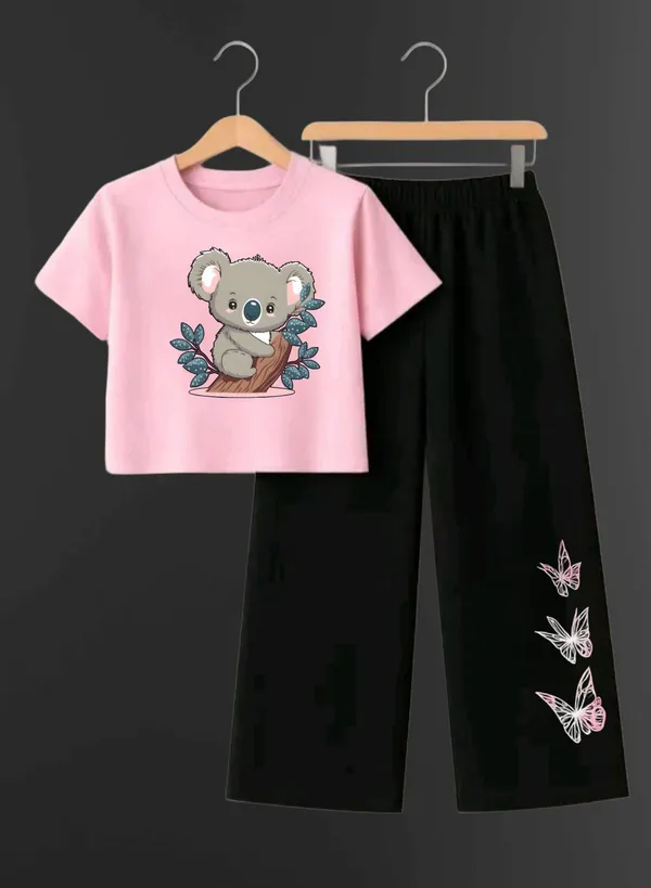 Pink_Printed_T-Shirt_And_Black_Pants_Set_for_Girls