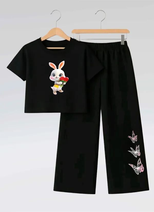 Pink_Printed_T-Shirt_And_Black_Pants_Set_For_Girls