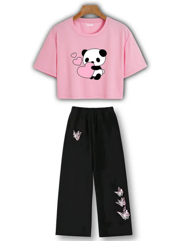 Pink_And_Black_Printed_Crop_Top_And_Wide_Leg_Pants_Set_for_girl