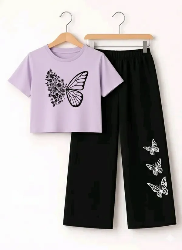 Pink_Short_Sleeve_Butterfly_Print_Set_for_Girls